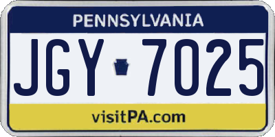 PA license plate JGY7025