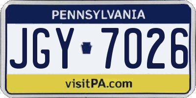 PA license plate JGY7026