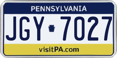 PA license plate JGY7027