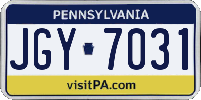 PA license plate JGY7031