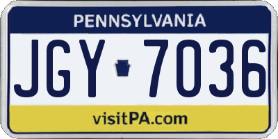 PA license plate JGY7036