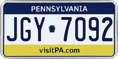 PA license plate JGY7092