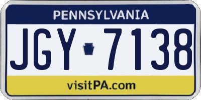 PA license plate JGY7138
