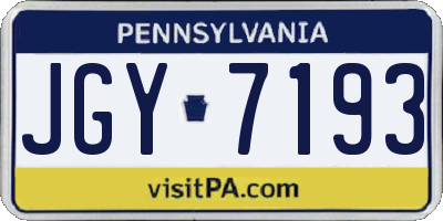 PA license plate JGY7193