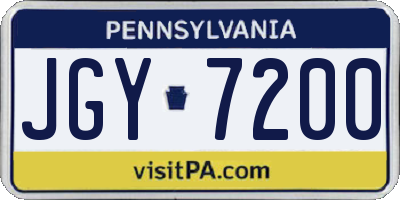 PA license plate JGY7200