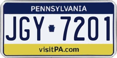 PA license plate JGY7201