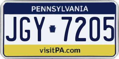 PA license plate JGY7205