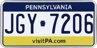 PA license plate JGY7206