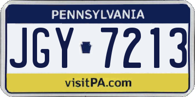 PA license plate JGY7213