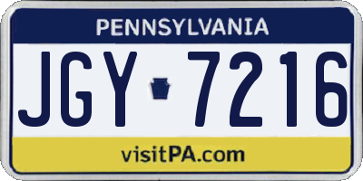 PA license plate JGY7216