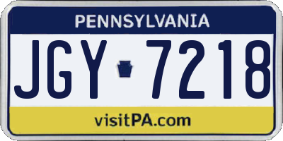PA license plate JGY7218