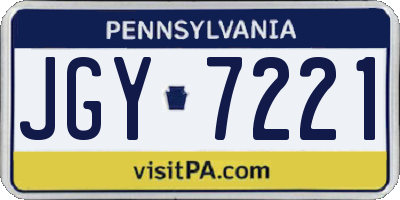 PA license plate JGY7221