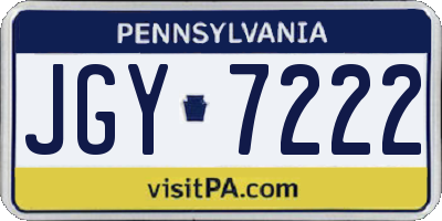 PA license plate JGY7222