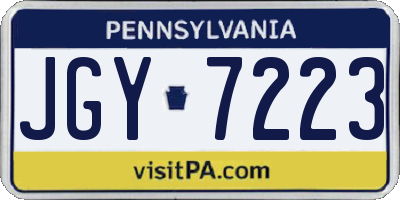 PA license plate JGY7223