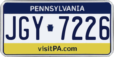 PA license plate JGY7226