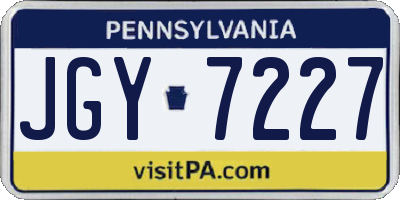 PA license plate JGY7227