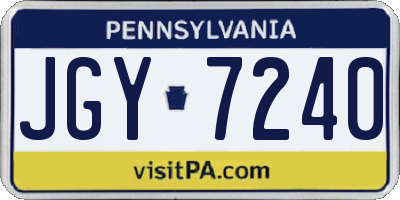 PA license plate JGY7240