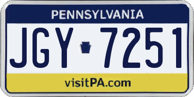 PA license plate JGY7251