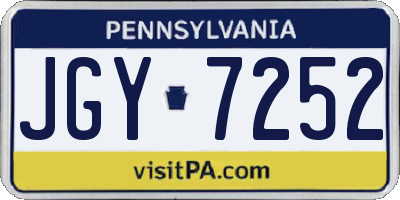 PA license plate JGY7252