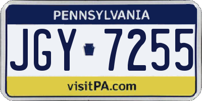 PA license plate JGY7255