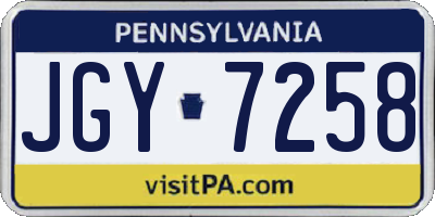 PA license plate JGY7258