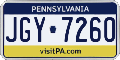 PA license plate JGY7260