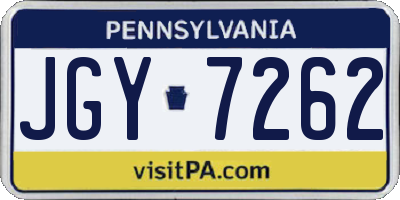 PA license plate JGY7262