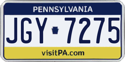 PA license plate JGY7275