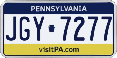 PA license plate JGY7277