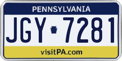 PA license plate JGY7281