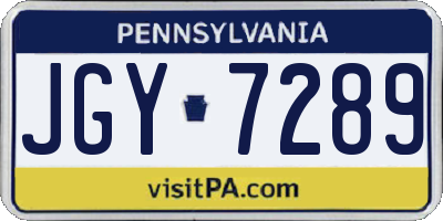PA license plate JGY7289