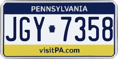 PA license plate JGY7358