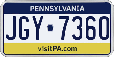 PA license plate JGY7360