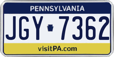 PA license plate JGY7362