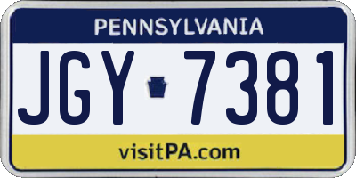 PA license plate JGY7381