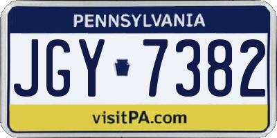 PA license plate JGY7382