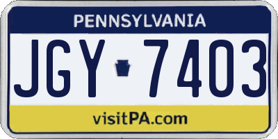PA license plate JGY7403