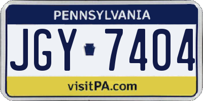 PA license plate JGY7404