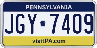 PA license plate JGY7409