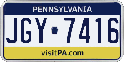 PA license plate JGY7416