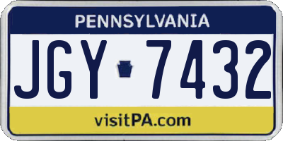 PA license plate JGY7432