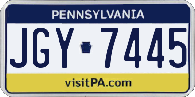 PA license plate JGY7445
