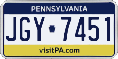 PA license plate JGY7451