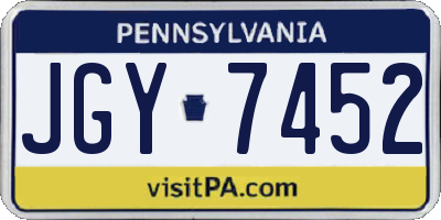 PA license plate JGY7452