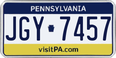 PA license plate JGY7457