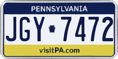 PA license plate JGY7472