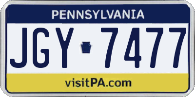 PA license plate JGY7477