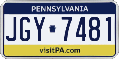 PA license plate JGY7481