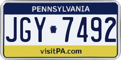 PA license plate JGY7492