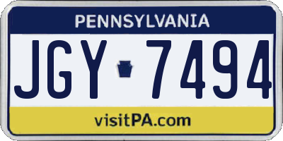 PA license plate JGY7494